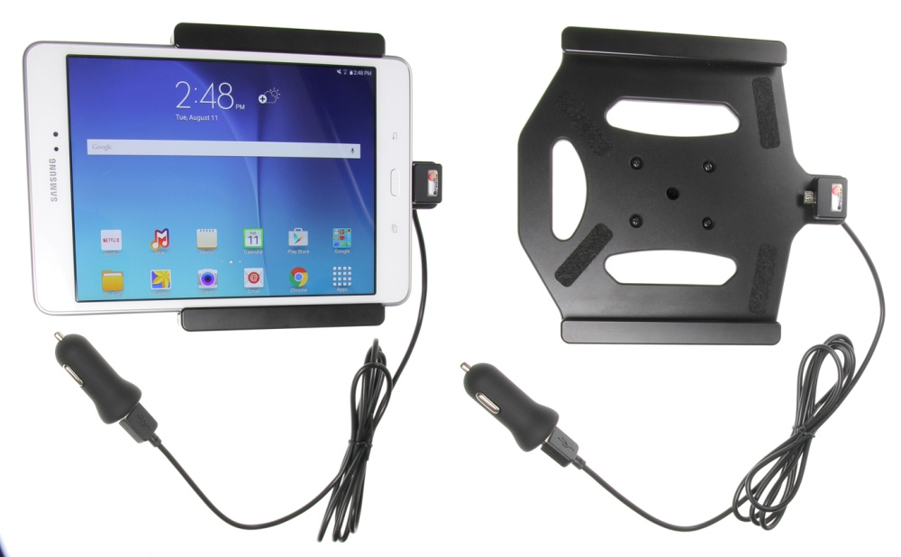 Brodit Aktivhalterung mit USB-Kabel und Zigarettenanzünder-Adapter, Samsung Galaxy Tab A 8.0 (2015) SM-T350