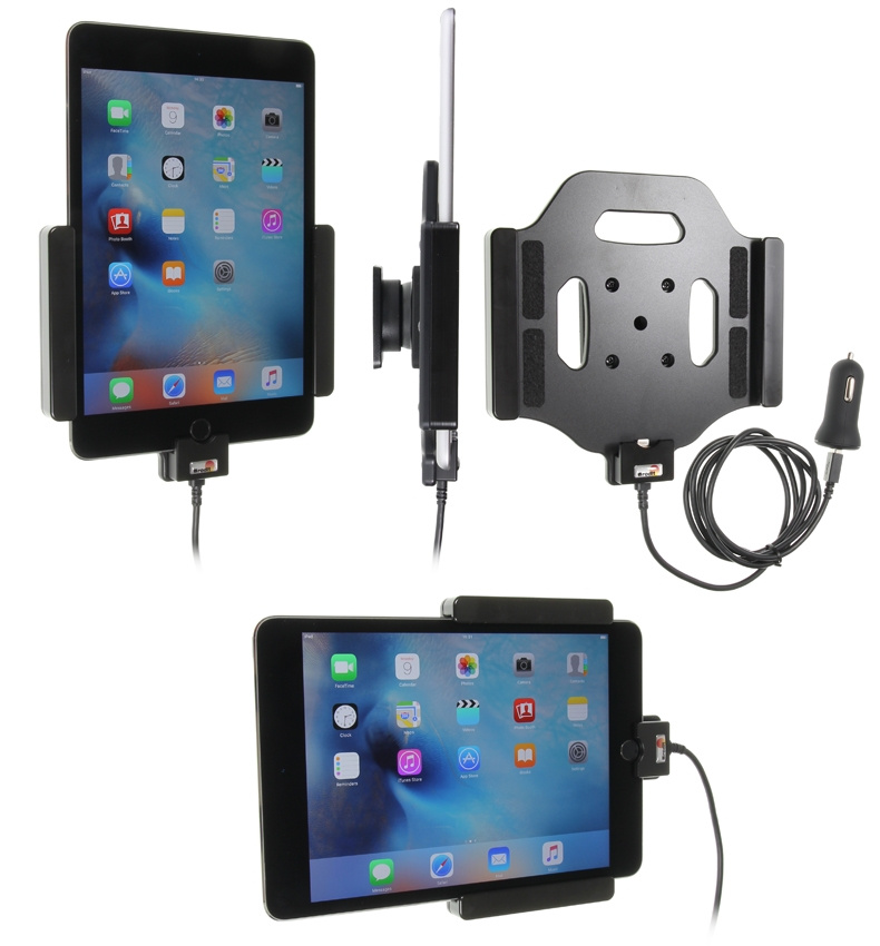 Brodit Aktivhalterung mit USB-Kabel und Zigarettenanzünder-Adapter, Apple iPad Mini 2019/4 (A1538, A1550)/5th Gen (A2124, A2125, A2126, A2133)