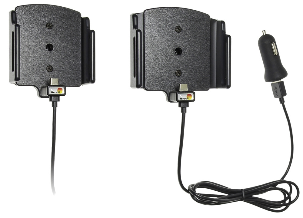 Brodit Aktivhalterung mit USB-Kabel und Zigarettenanzünder-Adapter, Samsung Galaxy S24 Ultra SM-S928B/DS/S24+ SM-S926B/DS/S25 Ultra/S25+