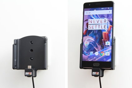 Brodit Aktivhalter mit USB-Kabel und Zigarettenanzünderadapter, OnePlus 3/3T