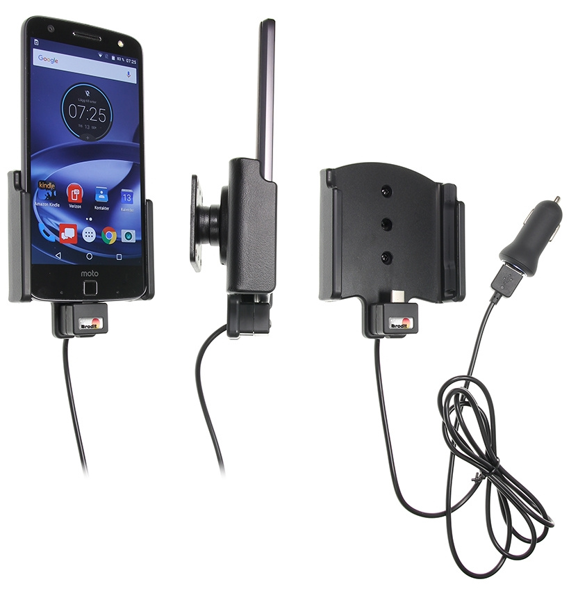 Brodit Aktivhalter mit USB-Kabel und Zigarettenanzünderadapter, Motorola Moto Z Force Droid