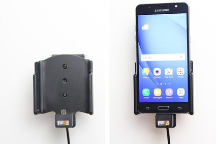 Brodit Aktivhalter mit USB-Kabel und Zigarettenanzünderadapter, Samsung Galaxy J5 (2016)