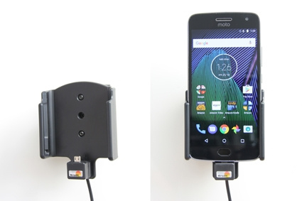 Brodit Aktivhalter mit USB-Kabel und Zigarettenanzünderadapter, Motorola Moto G5 Plus