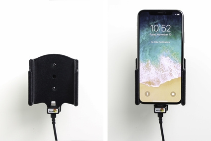 Brodit Aktivhalter mit USB-Kabel und Zigarettenanzünderadapter, Apple iPhone X/Xs
