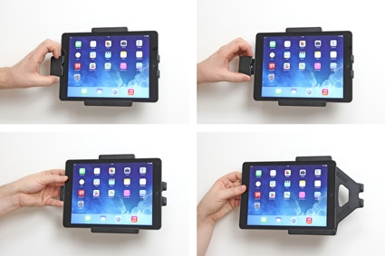 Brodit Halterung mit Feder-Schloss, Apple iPad 5th Gen (A1822, A1823)/9.7 6th Gen (A1893, A1954)/9.7 New/Air (A1474, A1475, A1476)