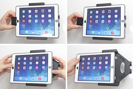 Brodit Halterung mit Feder-Schloss, Apple iPad 5th Gen (A1822, A1823)/9.7 6th Gen (A1893, A1954)/9.7 New/Air (A1474, A1475, A1476)