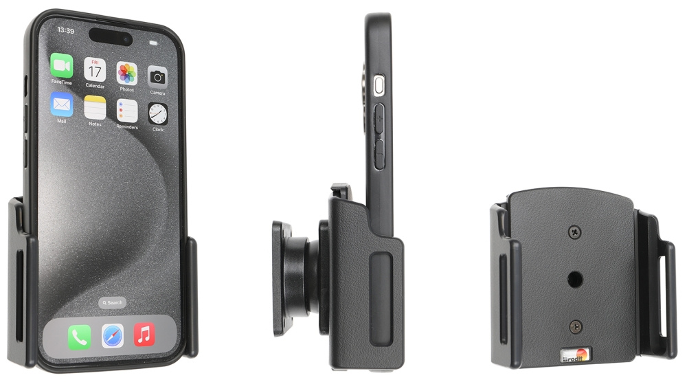 Brodit Passivhalterung mit Kugelgelenk, Apple iPhone 15/15 Pro/16/16 Pro/16e