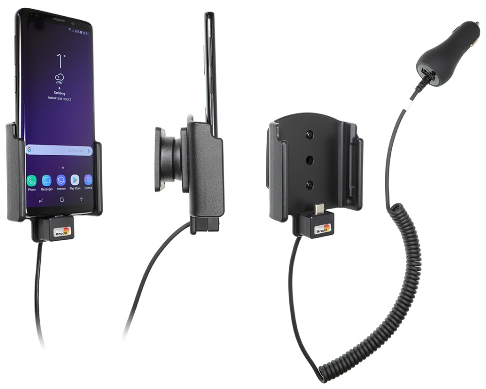 Brodit Aktivhalterung mit Zigarettenanzünderstecker, Samsung Galaxy S9