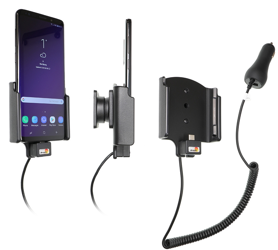 Brodit Aktivhalterung mit Zigarettenanzünderstecker, Samsung Galaxy S9+