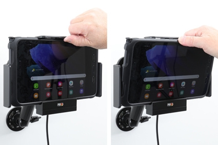 Brodit Aktivhalterung mit Zigarettenanzünderstecker, Samsung Galaxy Tab Active 2 SM-T390/SM-T395/3 SM-T570/SM-T575/5 SM-X300/SM-X306B