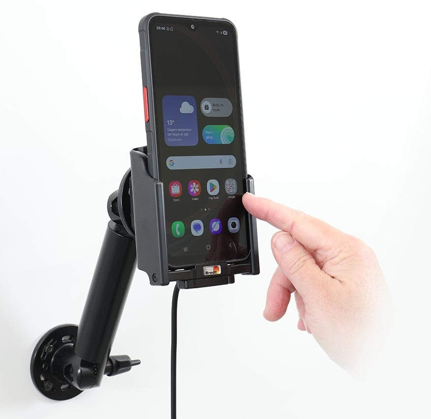 Brodit Aktivhalterung mit Zigarettenanzünderstecker, Samsung Galaxy XCover 7 Pro SM-G766