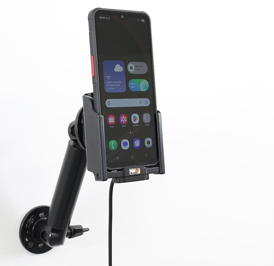 Brodit Aktivhalterung mit Zigarettenanzünderstecker, Samsung Galaxy XCover 7 Pro SM-G766
