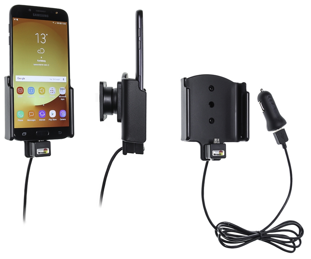 Aktive Halterung mit USB-Kabel und Zigarettenanzünder-Adapter, Samsung Galaxy J7 (2017) Sm-J730F