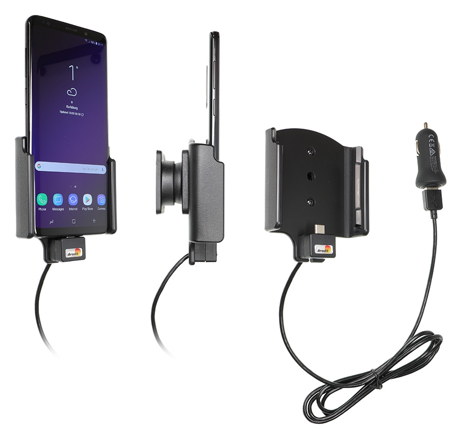 Aktive Halterung mit USB-Kabel und Zigarettenanzünder-Adapter, Samsung Galaxy S9+