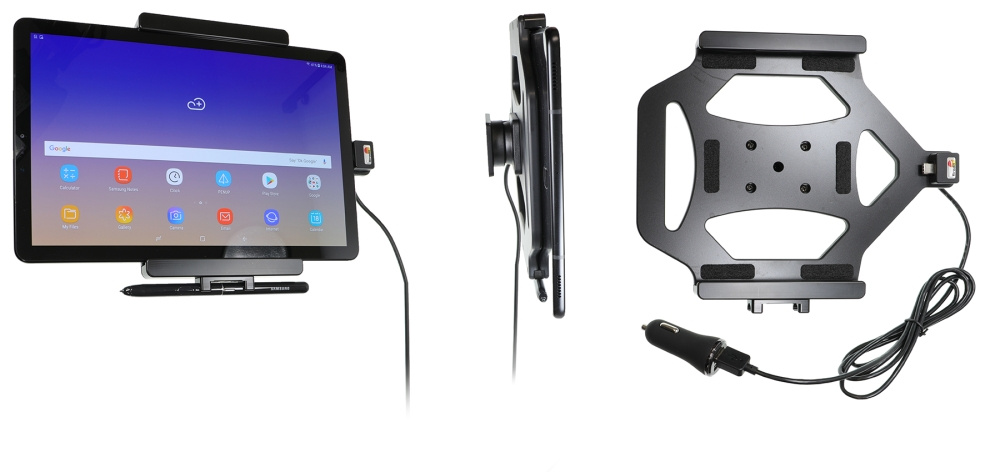 Brodit Aktivhalter mit USB-Kabel und Zigarettenanzünder-Adapter, Samsung Galaxy Tab S4 10.5 SM-T830/SM-T835