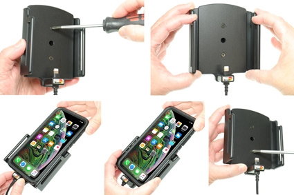 Brodit Aktivhalter mit USB-Kabel und Zigarettenanzünder-Adapter, Apple iPhone 11 Pro Max/Xs Max