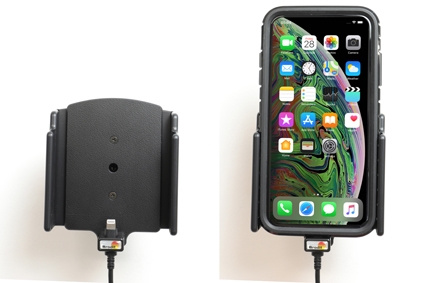 Brodit Aktivhalter mit USB-Kabel und Zigarettenanzünder-Adapter, Apple iPhone 11 Pro Max/Xs Max