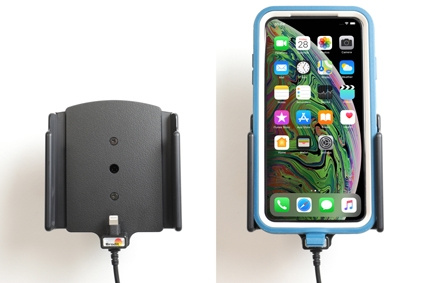 Brodit Aktivhalter mit USB-Kabel und Zigarettenanzünder-Adapter, Apple iPhone 11/11 Pro/11 Pro Max/Xs Max