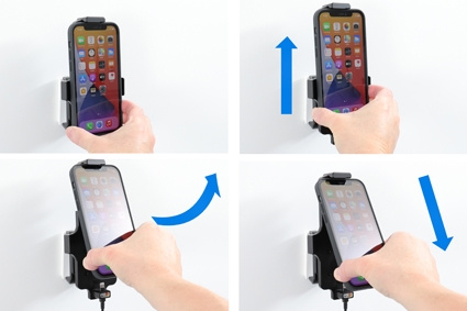 Brodit Aktivhalter mit USB-Kabel und Zigarettenanzünder-Adapter, Apple iPhone 11/12/12 Pro/13/13 Pro/XR