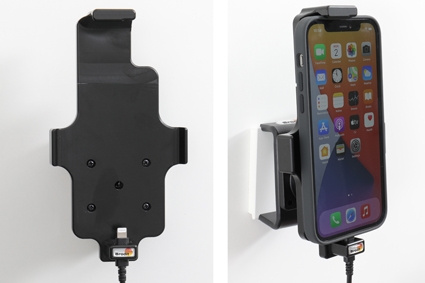 Brodit Aktivhalter mit USB-Kabel und Zigarettenanzünder-Adapter, Apple iPhone 11/12/12 Pro/13/13 Pro/XR