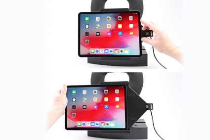 Brodit Aktivhalter mit USB-Kabel und Zigarettenanzünder-Adapter, Apple iPad Air 11 (A2902, A2903, A2904)/Air 11 2025 M3 (A3266, A3267, A2370)/Air 4th Gen (A2072, A2316, A2324, A2325)/Air 5th Gen (A2588, A2589, A2591)/Pro 11 2018 (A1980, A2013, A1934, A197