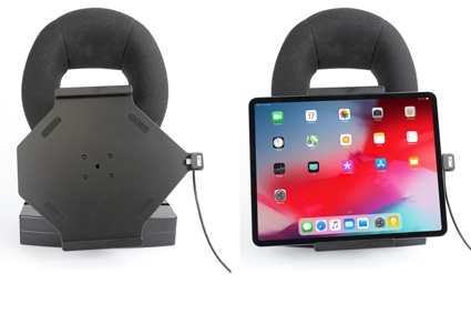 Brodit Aktivhalter mit USB-Kabel und Zigarettenanzünder-Adapter, Apple iPad Air 13 2024  (A2898, A2899, A2900)/Air 13 2025 M3 (A3268, A3268, A2371)/Pro 12,9 2018 (A1876, A1895, A1983, A2014)/Pro 12.9 2020 (A2069, A2232, A2229)/Pro 12.9 5th Gen 2021 (A2378