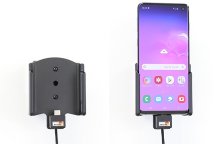 Brodit Aktivhalter mit USB-Kabel und Zigarettenanzünder-Adapter, Samsung Galaxy S10