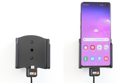 Brodit Aktivhalter mit USB-Kabel und Zigarettenanzünder-Adapter, Samsung Galaxy S10+