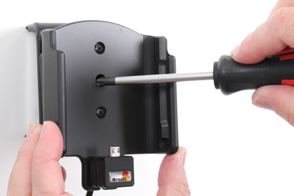 Brodit Aktivhalter mit USB-Kabel und Zigarettenanzünder-Adapter, Samsung Galaxy A10 (SM-A105)