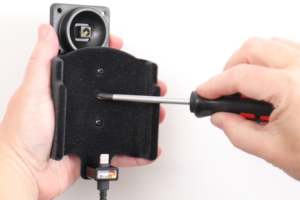 Brodit Aktivhalter mit USB-Kabel und Zigarettenanzünder-Adapter, Apple iPhone 11 Pro