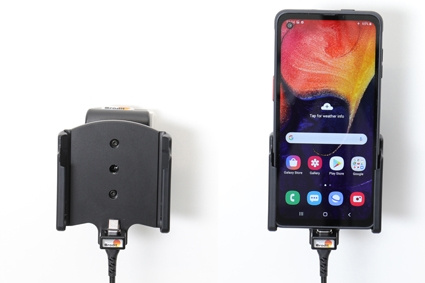 Brodit Aktivhalter mit USB-Kabel und Zigarettenanzünder-Adapter, Samsung Galaxy Xcover Pro SM-G715