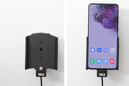 Brodit Aktivhalter mit USB-Kabel und Zigarettenanzünder-Adapter, Samsung Galaxy S20 Plus 5G (SM-G986B/SM-G986F)