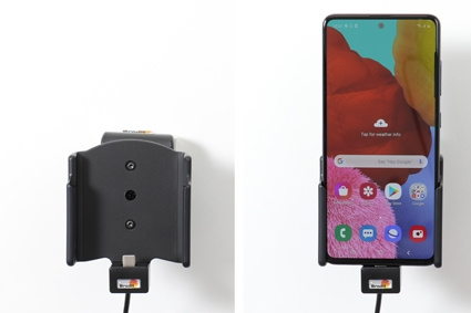 Brodit Aktivhalter mit USB-Kabel und Zigarettenanzünder-Adapter, Samsung Galaxy A51 SM-A515F/DSN