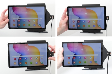Brodit Aktivhalter mit USB-Kabel und Zigarettenanzünder-Adapter, Samsung Galaxy Tab S6 Lite SM-P610/SM-P615