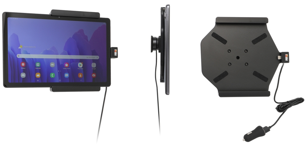 Brodit Aktivhalter mit USB-Kabel und Zigarettenanzünder-Adapter, Samsung Galaxy Tab A7 10.4 (2020) SM-T500/SM-T505