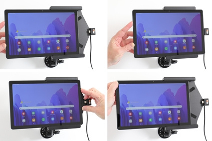 Brodit Aktivhalter mit USB-Kabel und Zigarettenanzünder-Adapter, Samsung Galaxy Tab A7 10.4 (2020) SM-T500/SM-T505