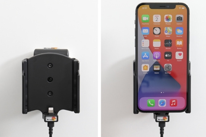 Brodit Aktivhalter mit USB-Kabel und Zigarettenanzünder-Adapter, Apple iPhone 12/12 Pro