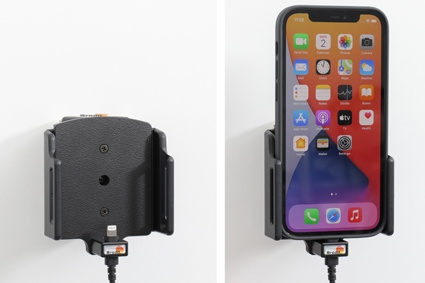 Brodit Aktivhalter mit USB-Kabel und Zigarettenanzünder-Adapter, Apple iPhone 12/12 Pro/12 Pro Max/13/13 Pro/13 Pro Max/14/14 Plus/14 Pro Max
