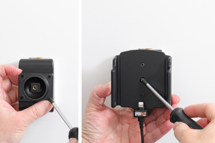 Brodit Aktivhalter mit USB-Kabel und Zigarettenanzünder-Adapter, Apple iPhone 12/12 Pro/13/13 Pro/14 Pro