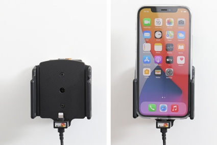 Brodit Aktivhalter mit USB-Kabel und Zigarettenanzünder-Adapter, Apple iPhone 12/12 Pro/13/13 Pro/14 Pro