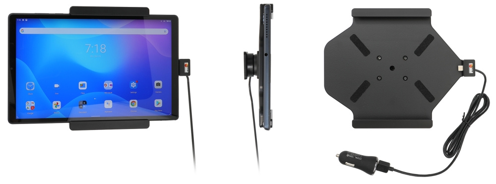Brodit Aktivhalterung mit USB-Kabel und Zigarettenanzünder-Adapter, Lenovo Tab K10 TB-X6C6F