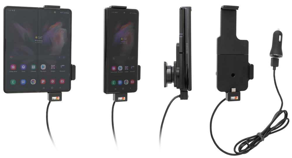 Brodit Aktivhalterung mit USB-Kabel und Zigarettenanzünder-Adapter, Samsung Galaxy Z Fold3 5G