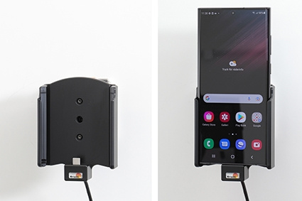 Brodit Aktivhalterung mit USB-Kabel und Zigarettenanzünder-Adapter, Samsung Galaxy S22 Ultra 5G (SM-S908B/SM-S908B/DS)