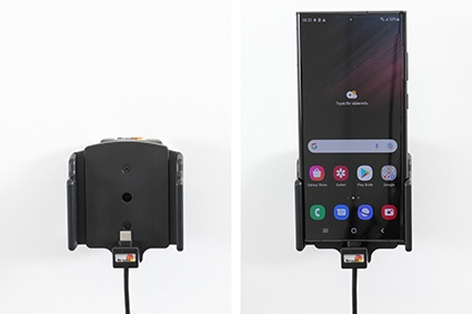 Brodit Aktivhalterung mit USB-Kabel und Zigarettenanzünder-Adapter, Samsung Galaxy S22 Ultra 5G (SM-S908B/SM-S908B/DS)