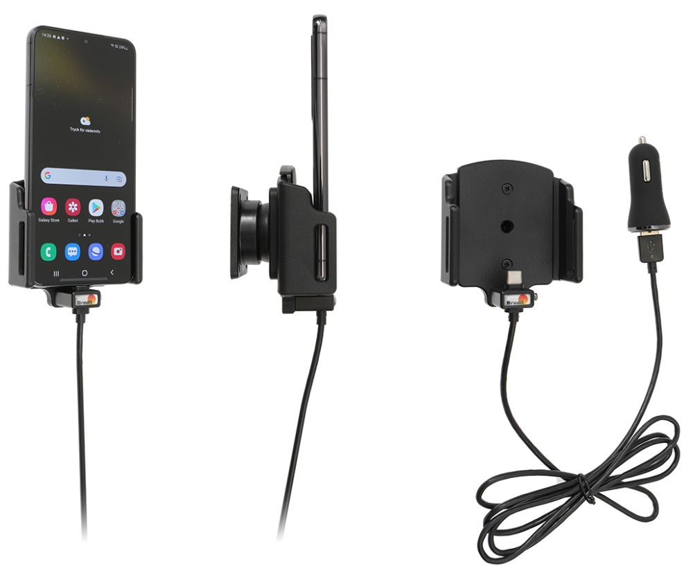 Brodit Aktivhalterung mit USB-Kabel und Zigarettenanzünder-Adapter, Samsung Galaxy S22 5G SM-S901B/SM-S901B/DS