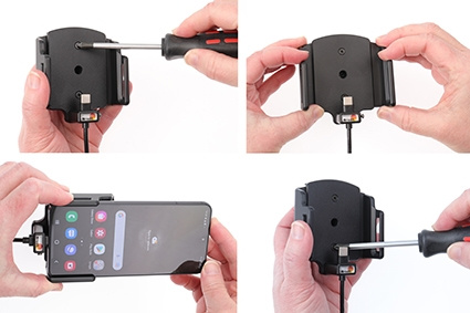 Brodit Aktivhalterung mit USB-Kabel und Zigarettenanzünder-Adapter, Samsung Galaxy S22 5G SM-S901B/SM-S901B/DS