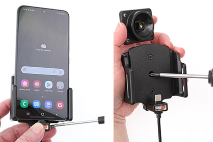 Brodit Aktivhalterung mit USB-Kabel und Zigarettenanzünder-Adapter, Samsung Galaxy S22 5G SM-S901B/SM-S901B/DS
