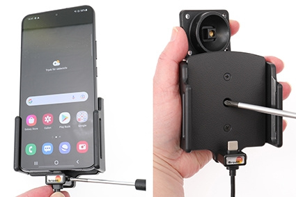 Brodit Aktivhalterung mit USB-Kabel und Zigarettenanzünder-Adapter, Samsung Galaxy S22+ 5G (SM-S906B/SM-S906B/DS)