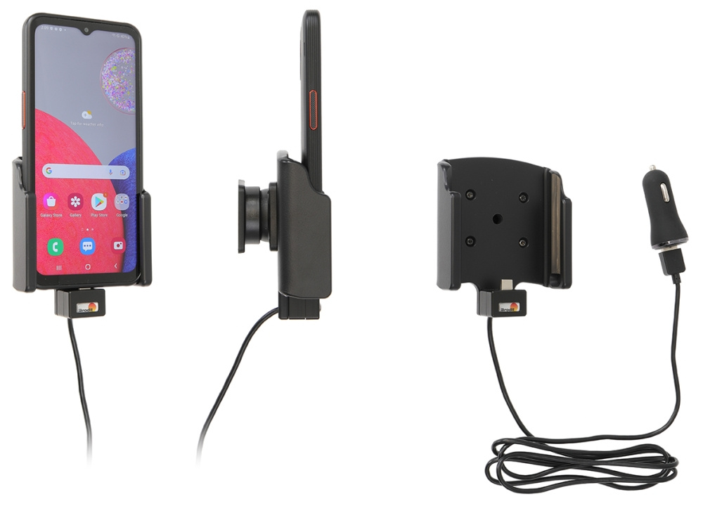 Brodit Aktivhalterung mit USB-Kabel und Zigarettenanzünder-Adapter, Samsung Galaxy Xcover 6 Pro