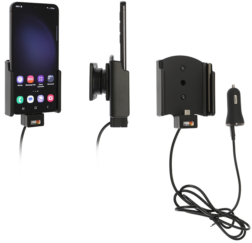 Brodit Aktivhalterung mit USB-Kabel und Zigarettenanzünder-Adapter, Samsung Galaxy S23 SM-S911B/DS